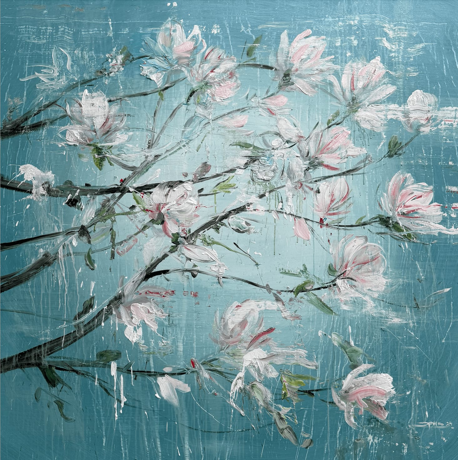 Eric Alfaro, Moon with Magnolias, 2024