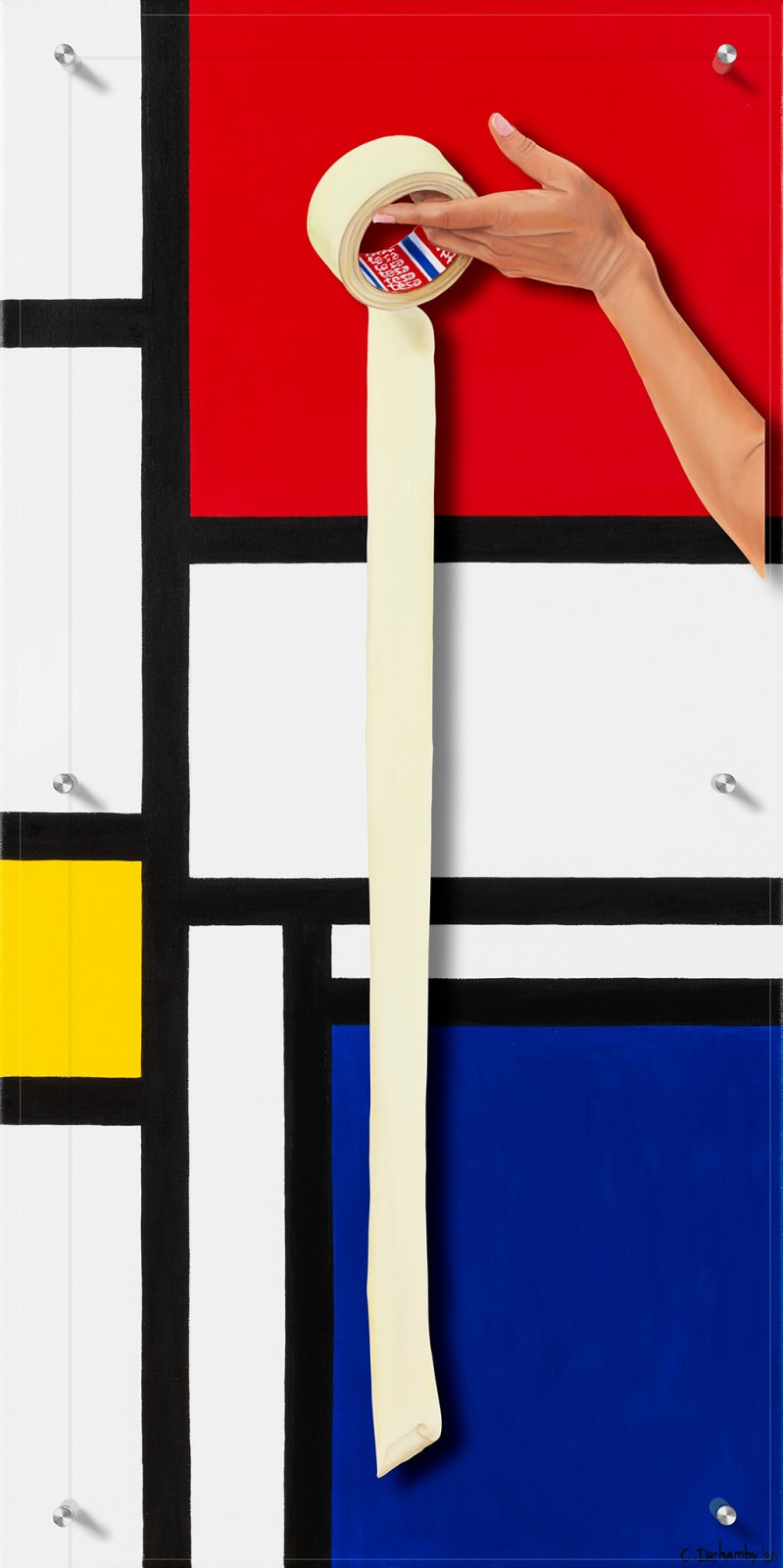“Hold On (Mondrian)” , painting by Caroline Dechamby artist from Holland, based in Switzerland. Available at Carousel Fine Art Palm Beach.