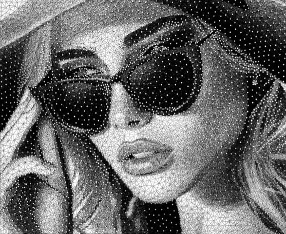 “It can't be?!” , white thread on black board artwork by Nemo Jantzen artist from The Netherlands. Available at Carousel Fine Art.