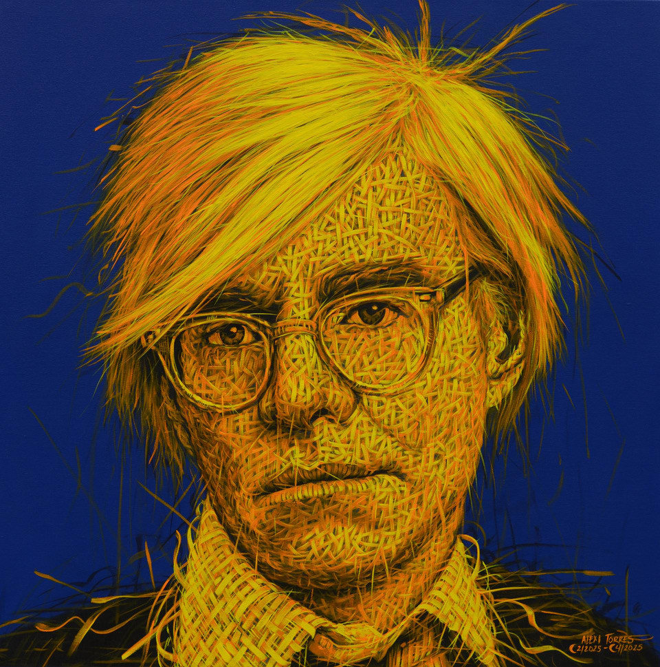 “Andy Warhol” , painting by Alexi Torres artist from Cuba, based in the United States. Available at Carousel Fine Art Atlanta.