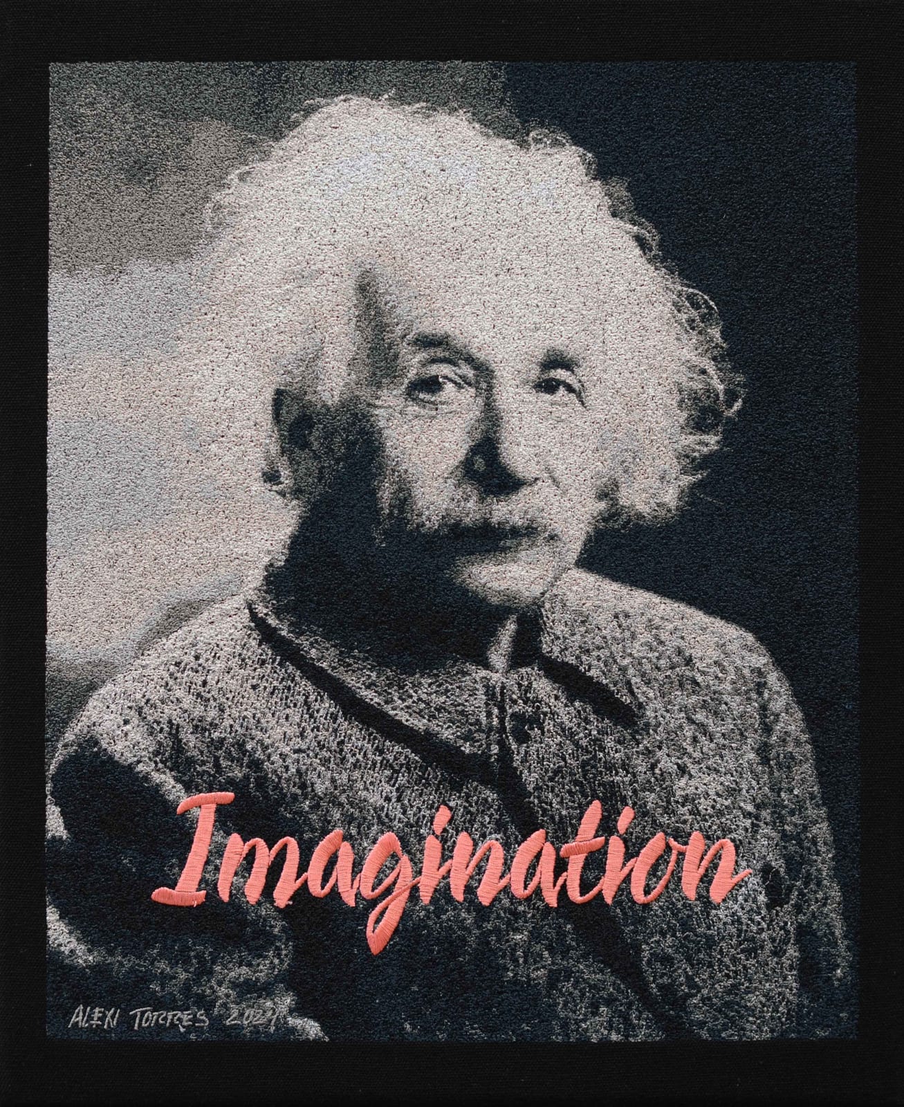 “Albert Einstein” , painting by Alexi Torres artist from Cuba, based in the United States. Available at Carousel Fine Art.