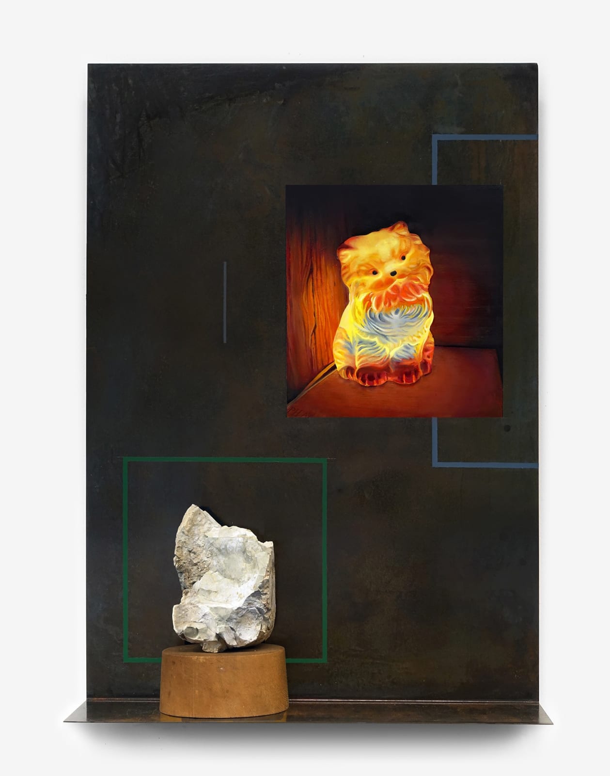 Genevieve Feliix Reynolds, Composition with lamp and stone, 2021