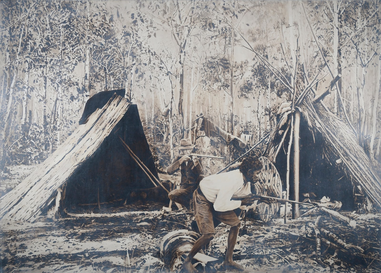 Danie Mellor, The camp at midday (Jimmy’s got a gun), 2023