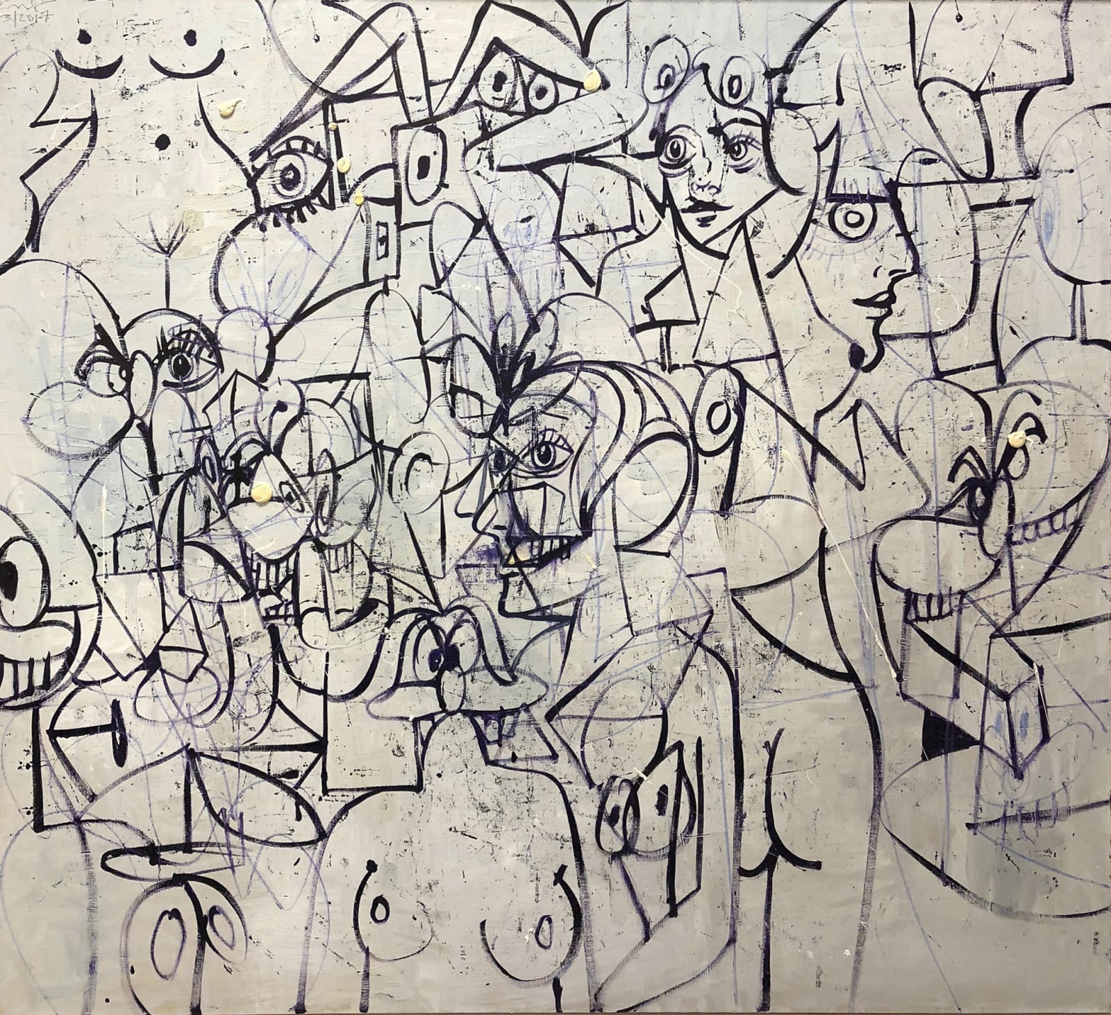 George Condo, Scattered Figures, 2017