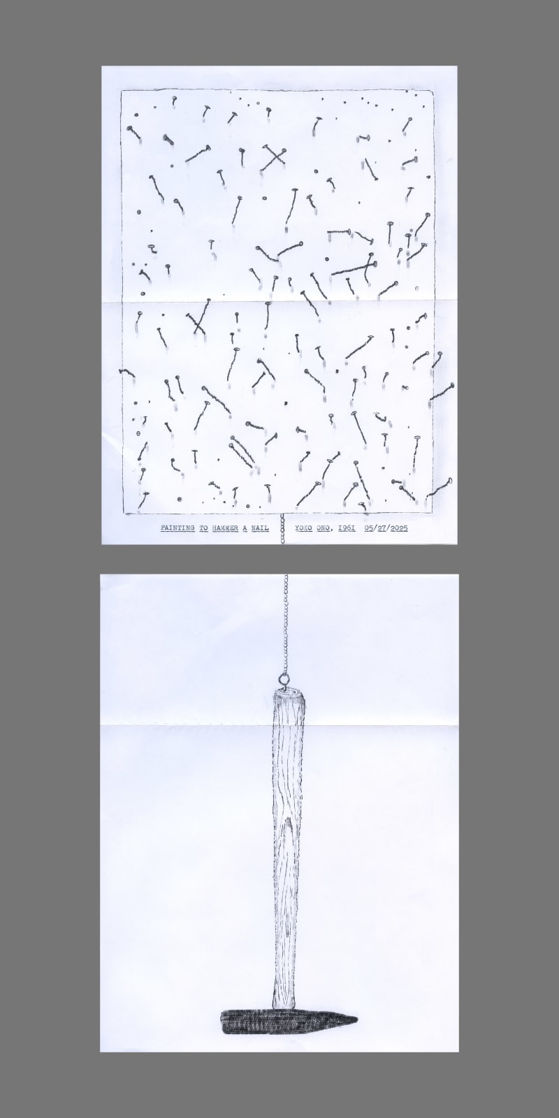 Lenka Clayton, Yoko Ono Diptych in the series "Typewriter Drawings", 2025