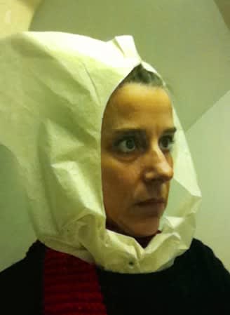 Nina Katchadourian, Lavatory Self-Portrait in the Flemish Style #1 ("Seat Assignment" project, 2010--ongoing), 2011