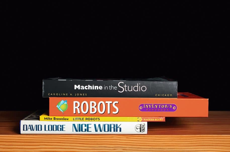 Nina Katchadourian, Machine in the Studio from the series Family Gathering, 2013 ("Sorted Books" project, 1993-ongoing), 2013