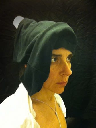 Nina Katchadourian, Lavatory Self-Portrait in the Flemish Style #17 ("Seat Assignment" project, 2010--ongoing), 2011