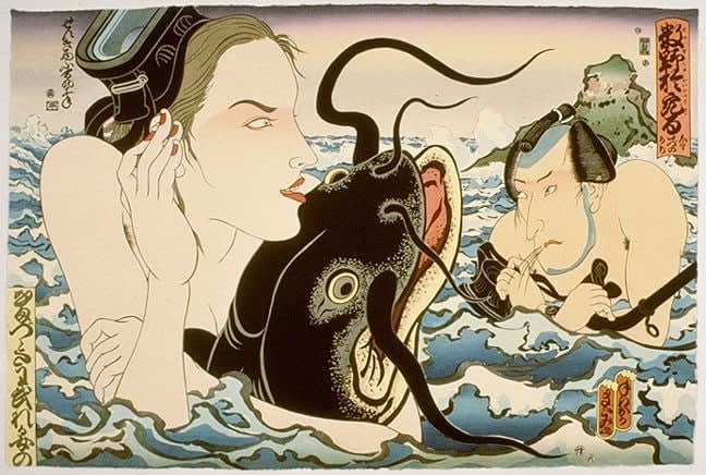 Masami Teraoka, Hawaii Snorkel Series/Catfish Envy, 1993