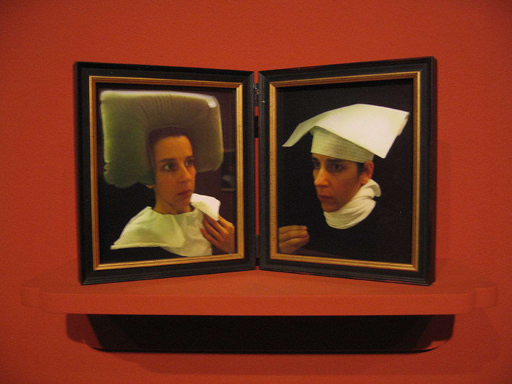 Nina Katchadourian, Lavatory Self-Portrait in the Flemish Style #18-19 ("Seat Assignment" project, 2010--ongoing), 2011