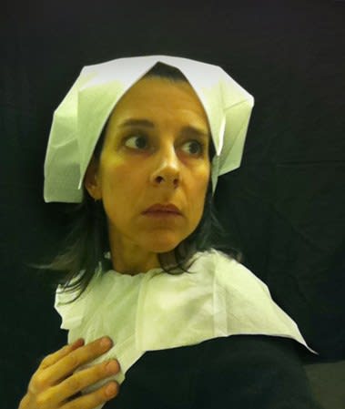 Nina Katchadourian, Lavatory Self-Portrait in the Flemish Style #12 ("Seat Assignment" project, 2010--ongoing), 2011