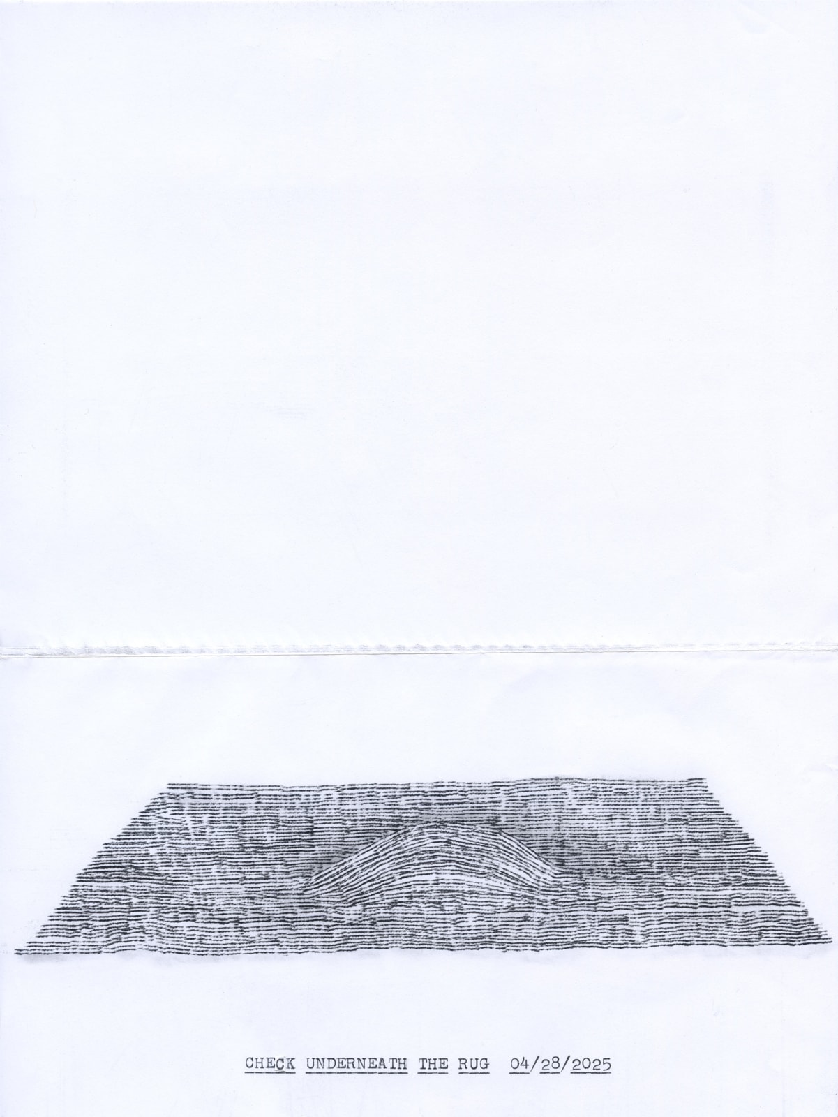 Lenka Clayton, Check Underneath the Rug 04/28/2025 in the series “Typewriter Drawings”, 2025