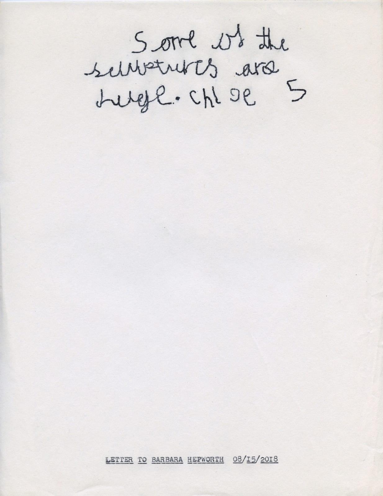Lenka Clayton, Letter to Barbara Hepworth 08/15/2018 In the series "Typewriter Drawings", 2018