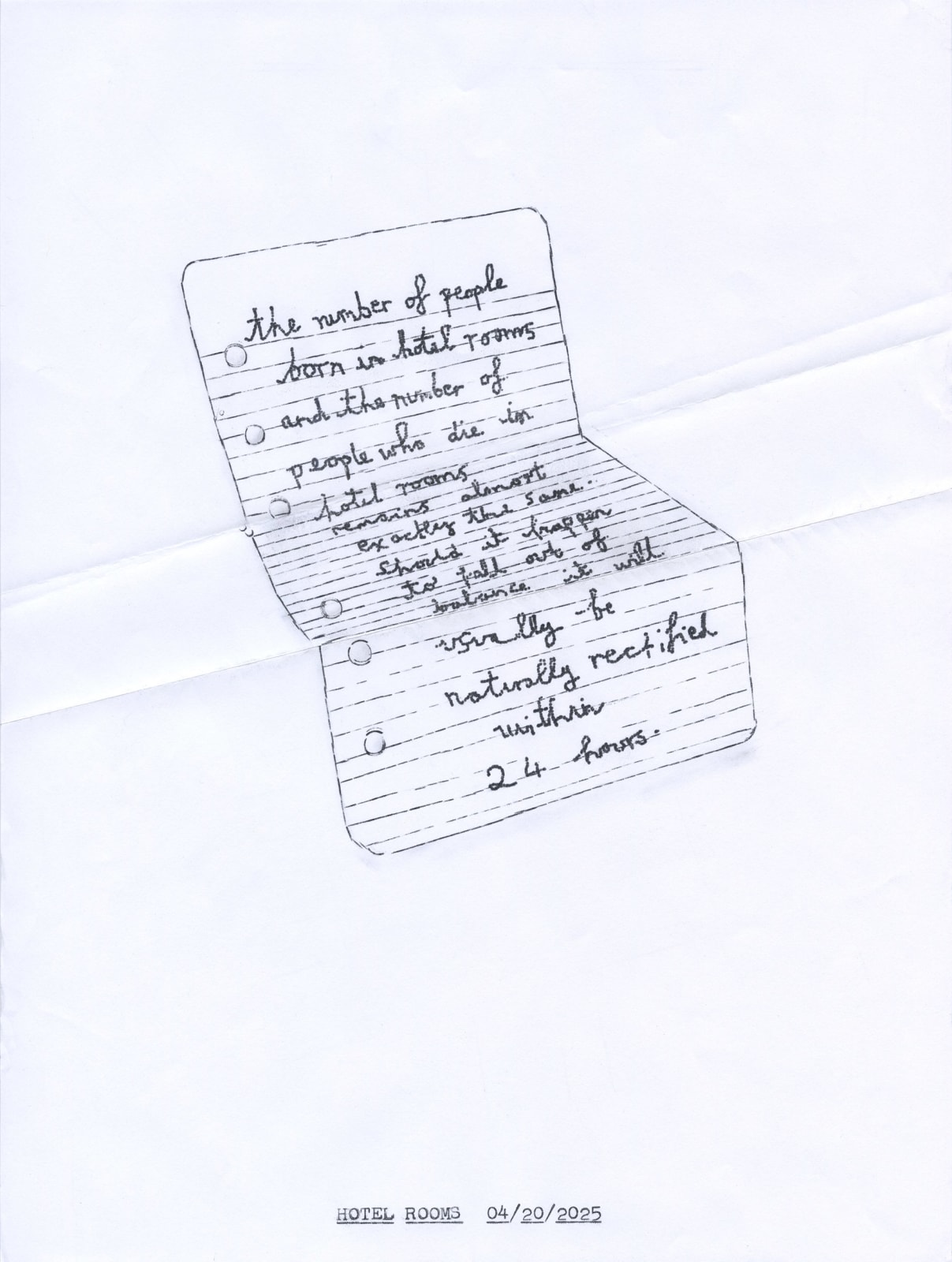 Lenka Clayton, Hotel Rooms 04/20/2025 in the series “Typewriter Drawings”, 2025