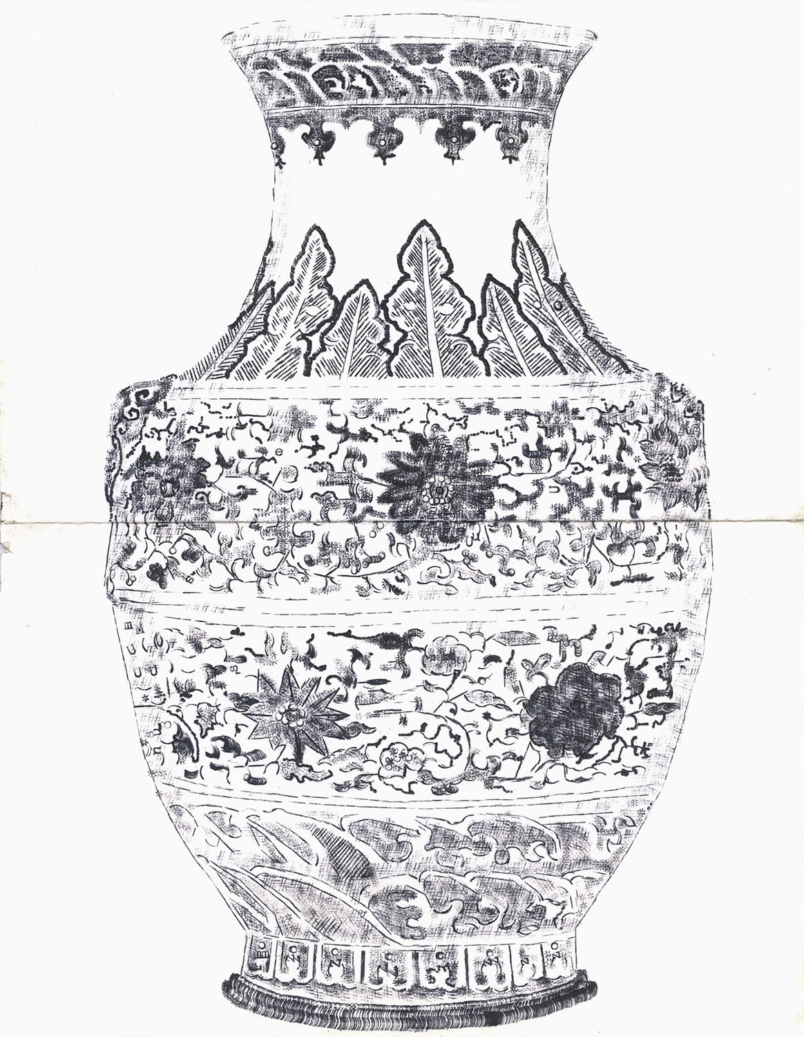 Lenka Clayton, Untitled (Another Big Flowery Pot) 2019 In the series "Typewriter Drawings", 2019