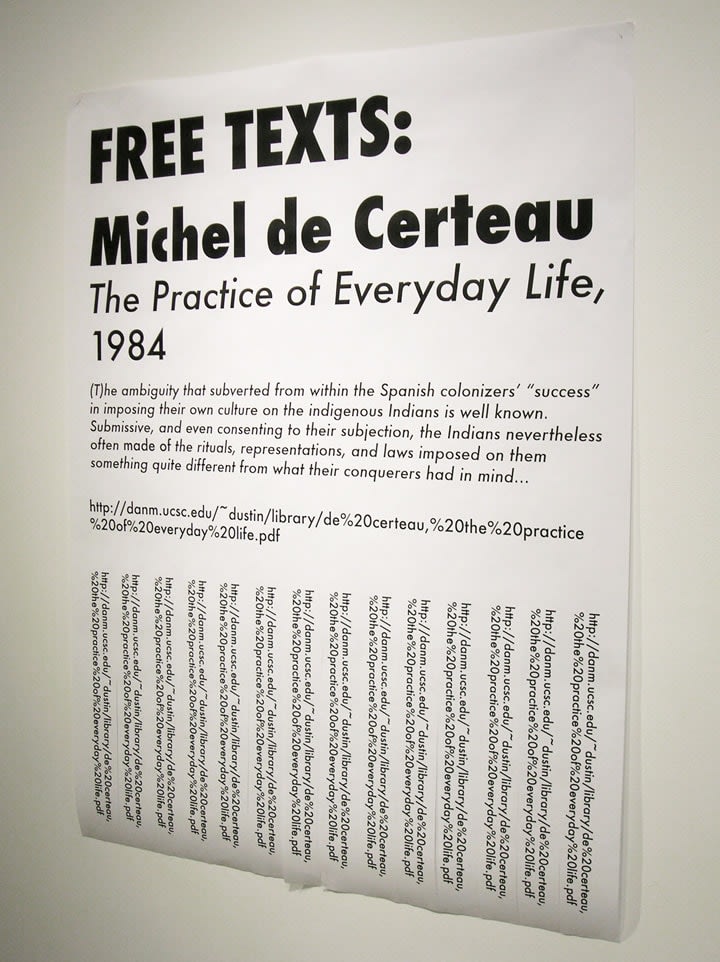 Stephanie Syjuco, Phantoms (FREE TEXT: de Certeau), 2011