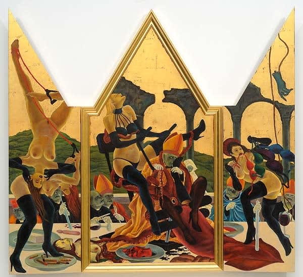 Masami Teraoka, The Last Supper/The Pope's Mega Squid Thrust, 2010