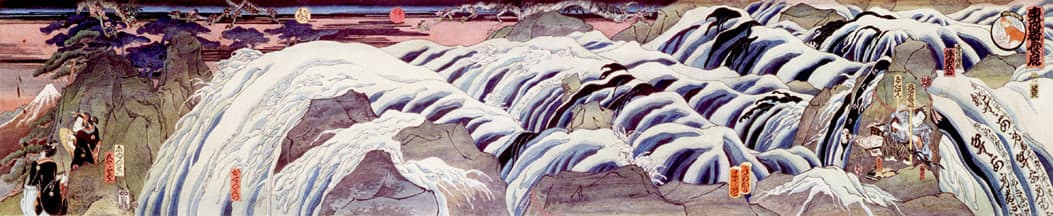 Masami Teraoka, New Views of Mount Fuji/Waterfall Contemplation II, 1979