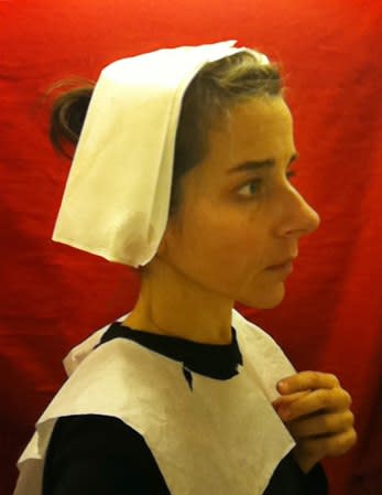 Nina Katchadourian, Lavatory Self-Portrait in the Flemish Style #3 ("Seat Assignment" project, 2010--ongoing), 2011