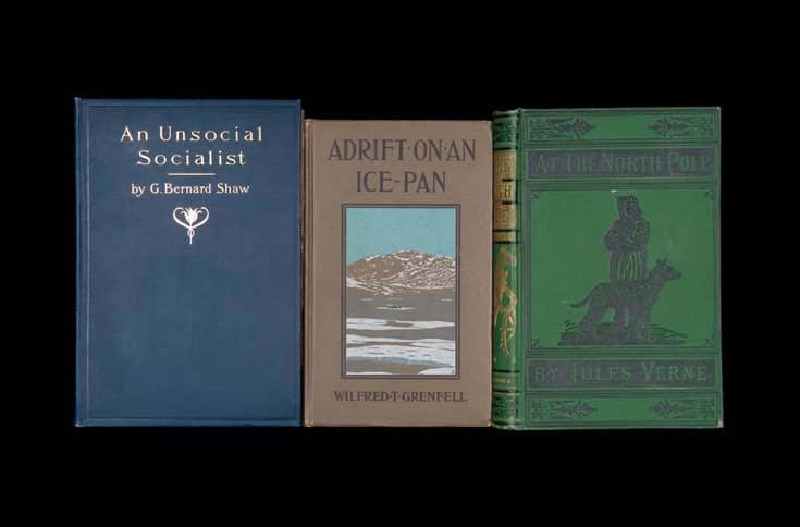 Nina Katchadourian, An Unsocial Socialist from the series Once Upon a Time in Delaware/In Quest of the Perfect Book, 2012 ("Sorted Books" project, 1993-ongoing), 2012