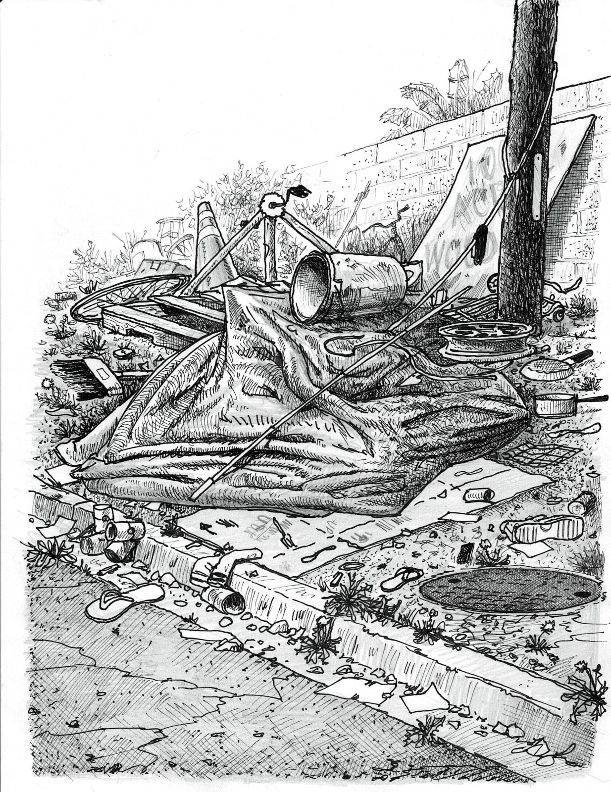 Sandow Birk, Busted House, 2023