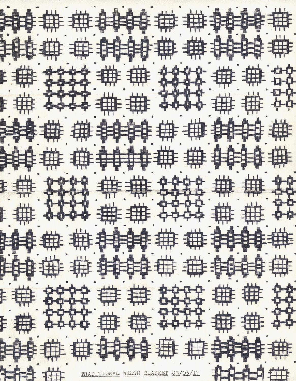 Lenka Clayton, Traditional Welsh Blanket 05/03/2017 In the series "Typewriter Drawings", 2017
