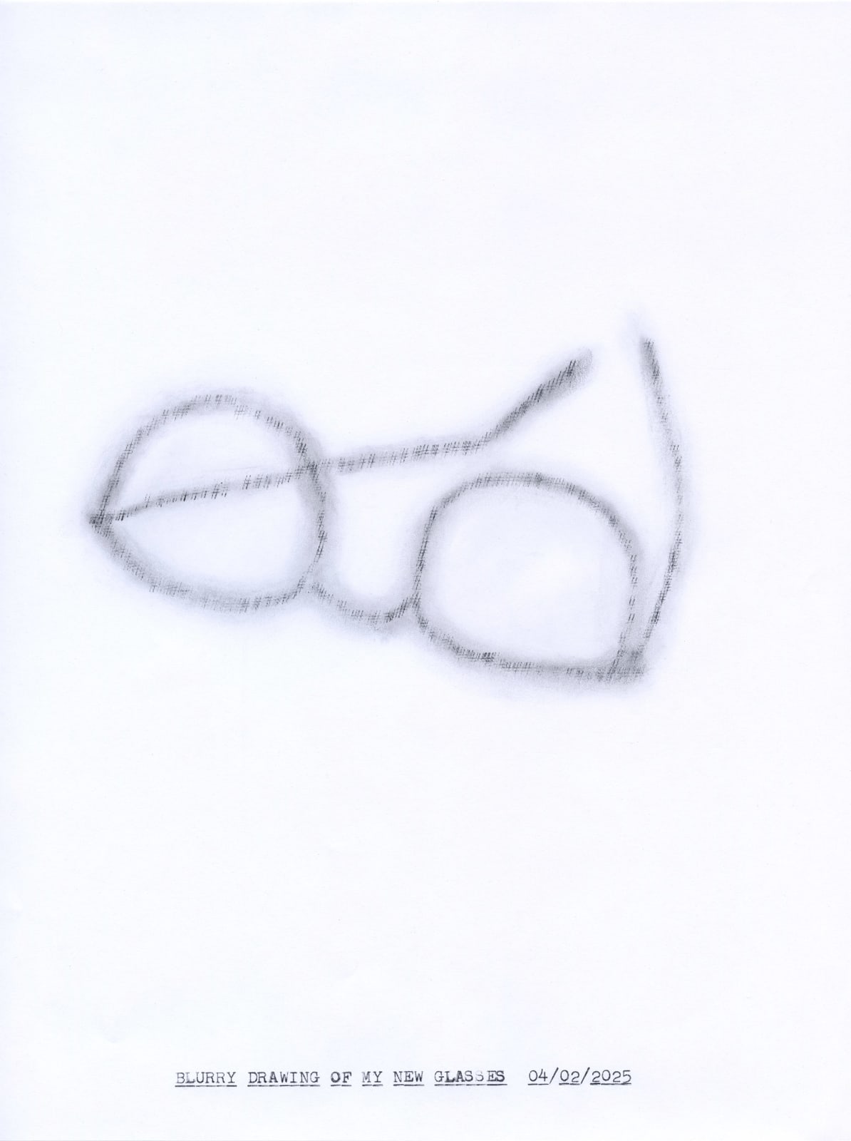 Lenka Clayton, Blurry Drawing of My New Glasses 04/02/2025 in the series “Typewriter Drawings”, 2025