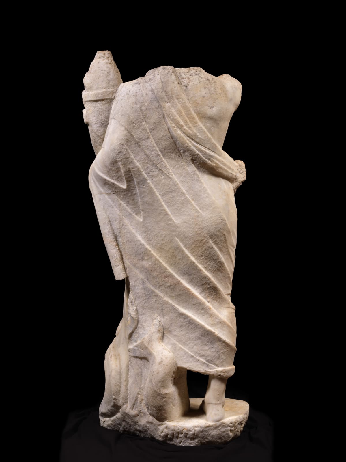 *MONUMENTAL MARBLE FIGURE OF BONUS EVENTUS, Roman Empire, 2nd Century A.D.