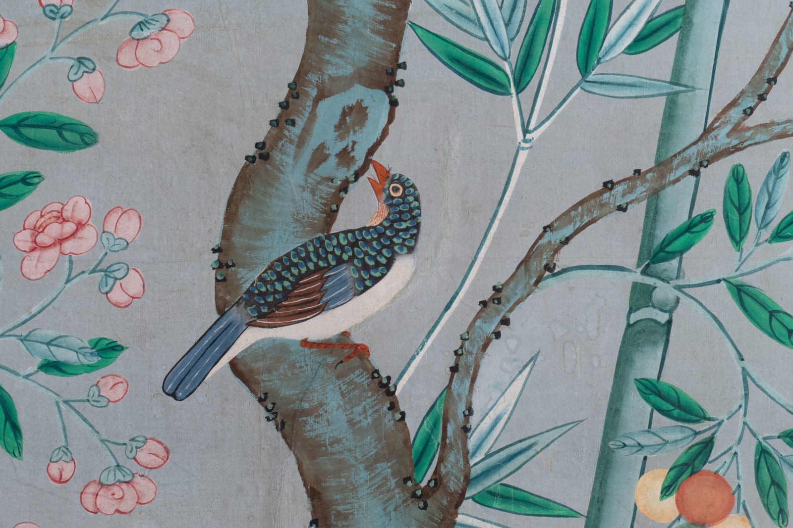 FOUR PANELS PAINTED WITH FLORAL MOTIFS AND BIRDS, China, 18th Century (for European market)
