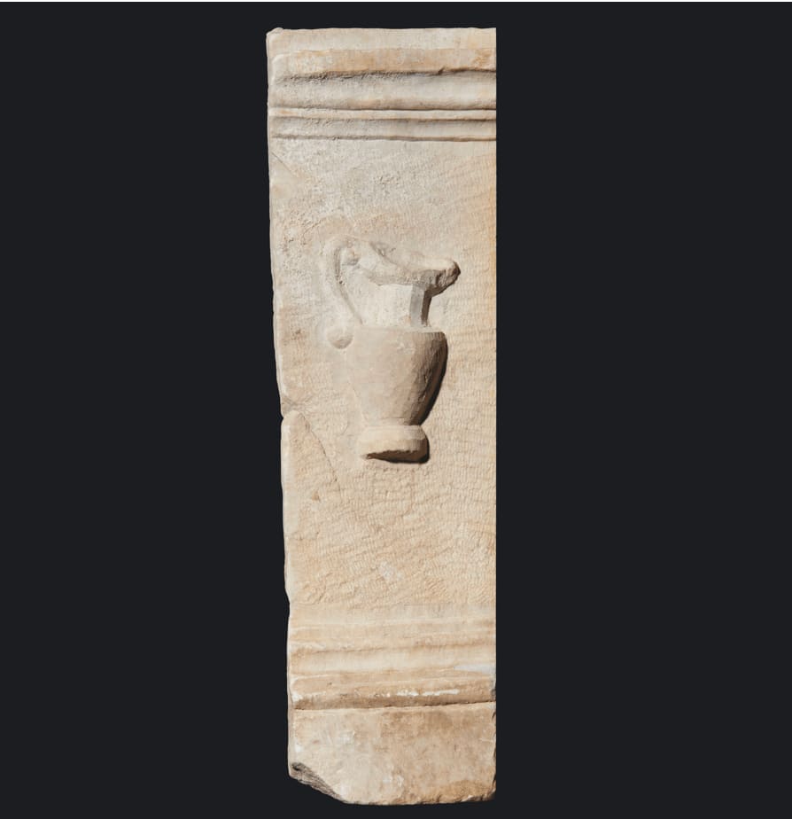 MARBLE ALTAR FRAGMENT WITH URCEUS, Roman Empire, 1st/2nd Century A.D.