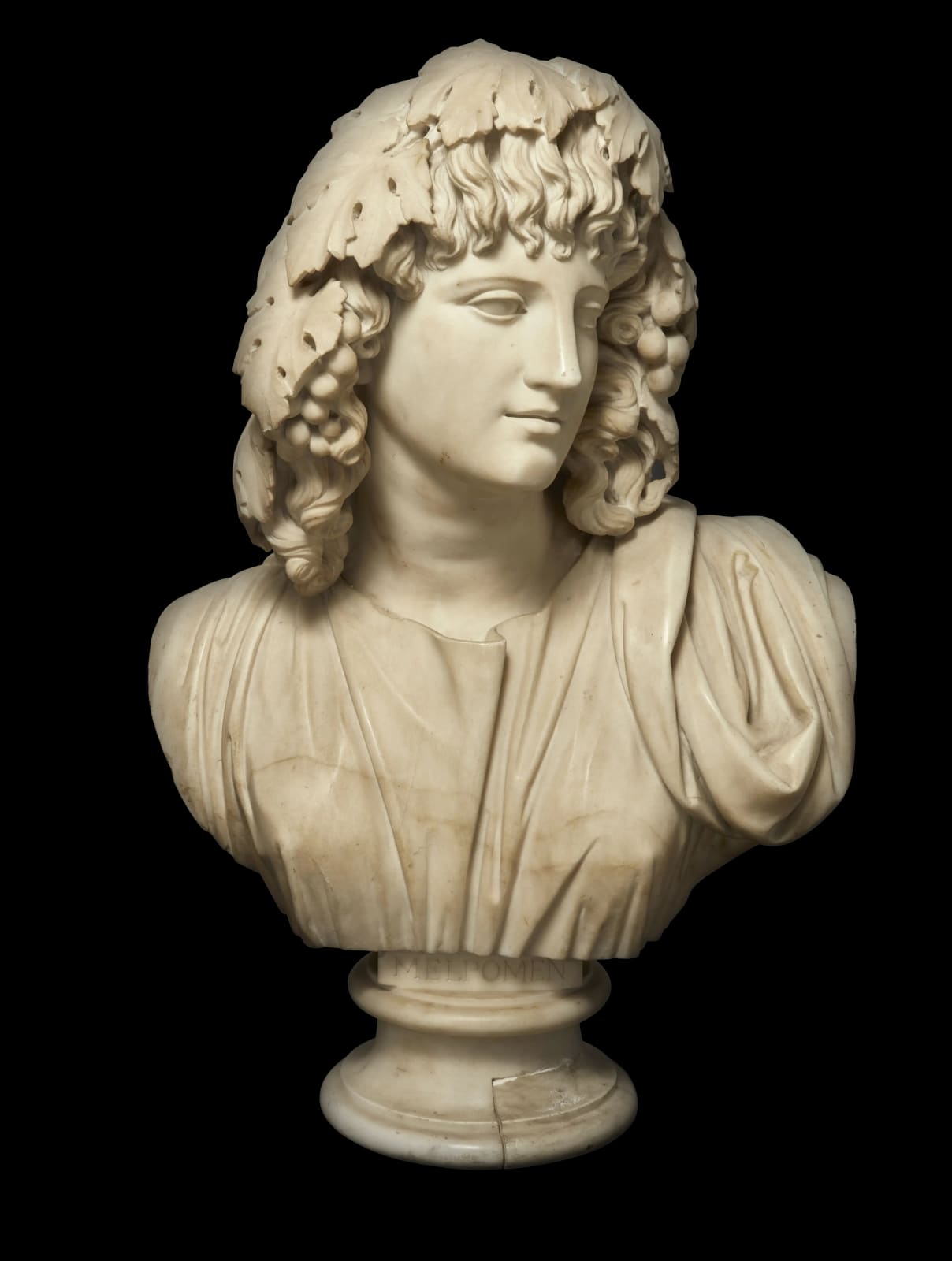 ITALIAN MARBLE BUST OF MELPOMENE, MUSE OF TRAGEDY, Late 18th Century