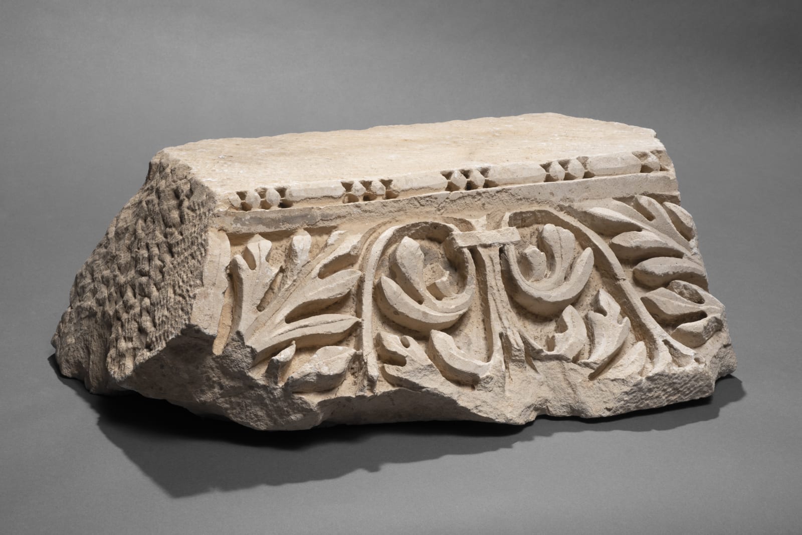 MARBLE RELIEF WITH ACHANTUS LEAVES, ORIGINALLY A 'PULVINO', Roman Empire, 2nd Century A.D.