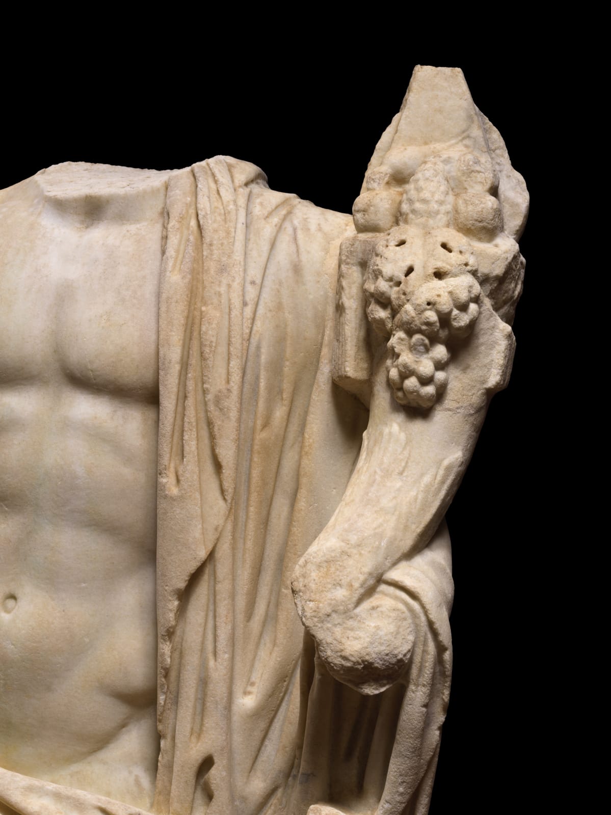 *MONUMENTAL MARBLE FIGURE OF BONUS EVENTUS, Roman Empire, 2nd Century A.D.