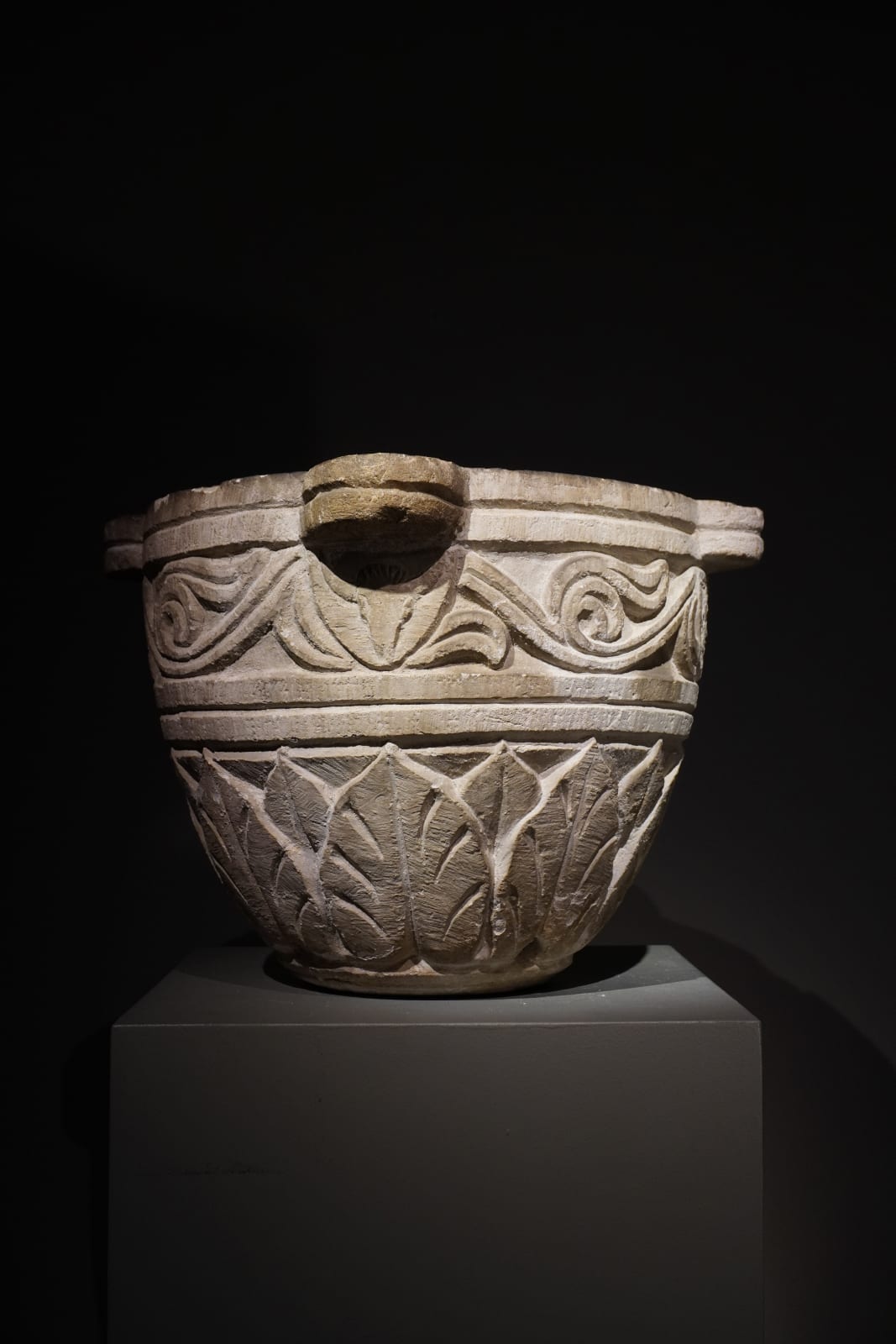 MORTAR WITH FLORAL DECORATIONS AFTER THE ANTIQUE, Northern Italy, 19th Century