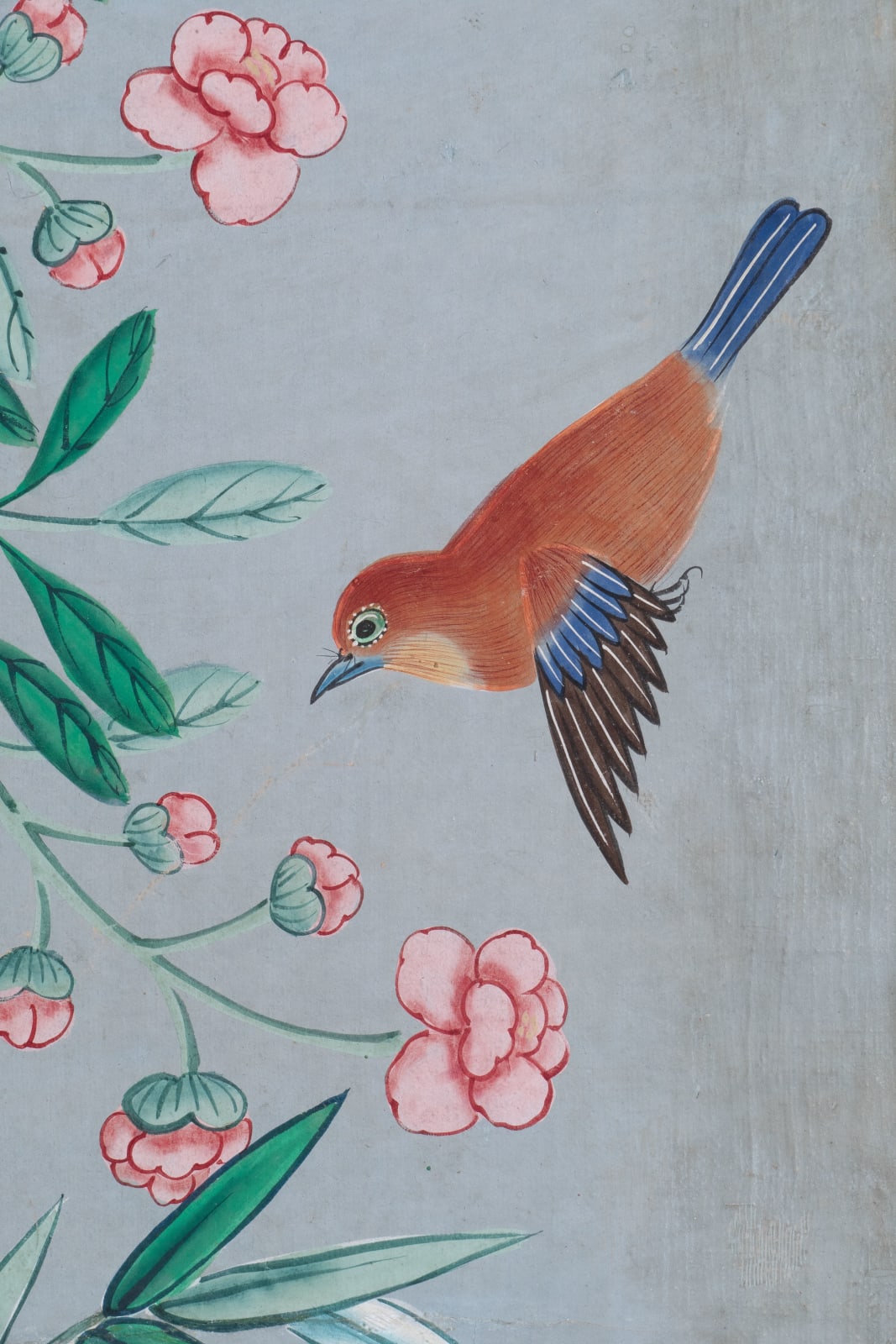 FOUR PANELS PAINTED WITH FLORAL MOTIFS AND BIRDS, China, 18th Century (for European market)