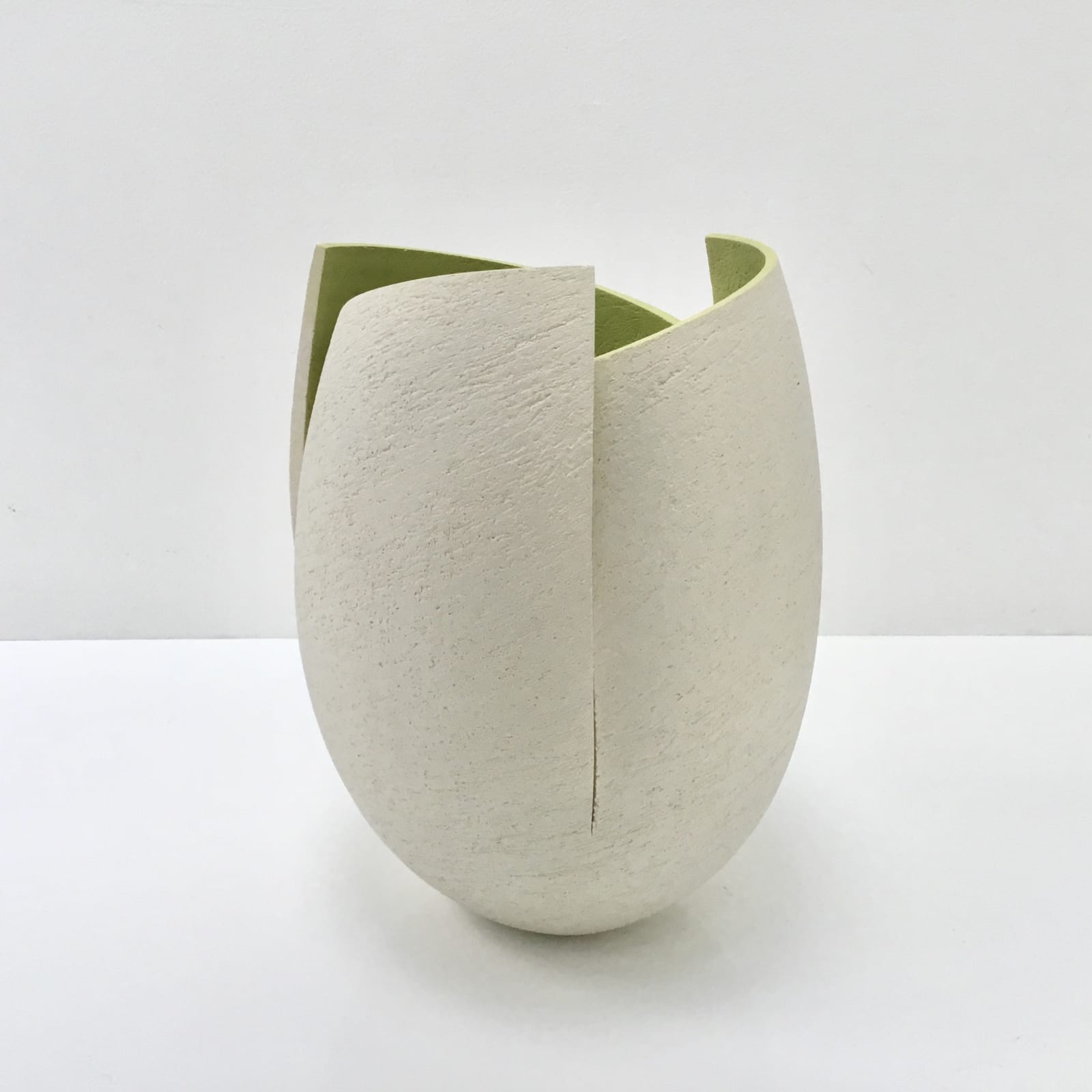 Ashraf Hanna, Light Grey Cut and Altered Vessel with Green , 2020