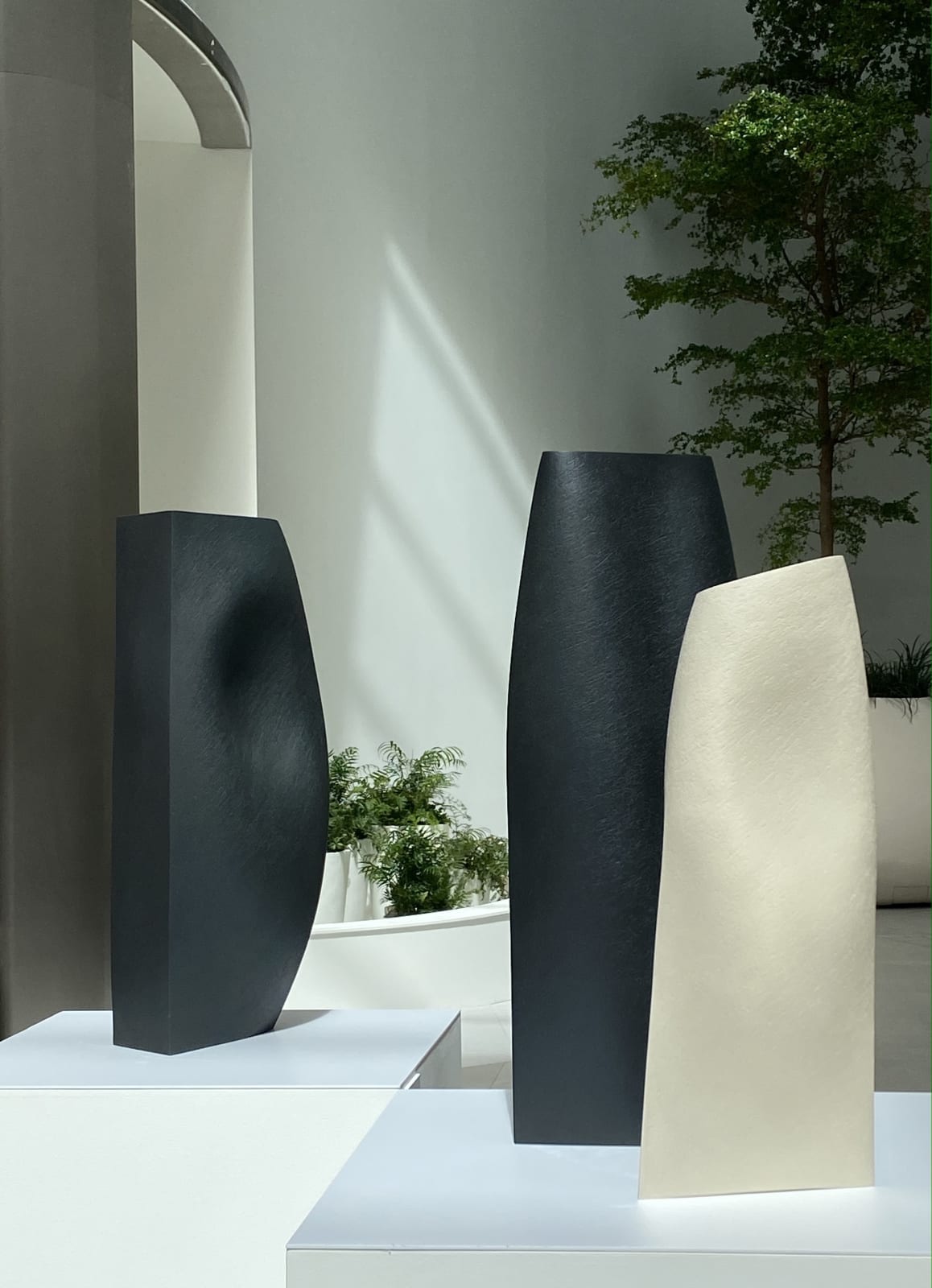 Ashraf Hanna, Grey Vessel With Angular Base, 2021