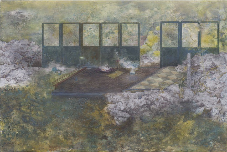 Kwong Man Chun, Ancient Stone and reflection – Caisson 清水古石-藻井, 2023