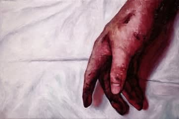 Chan King Long, Ken, Painter’s hand with white cloth 骯髒的手與白布, 2024