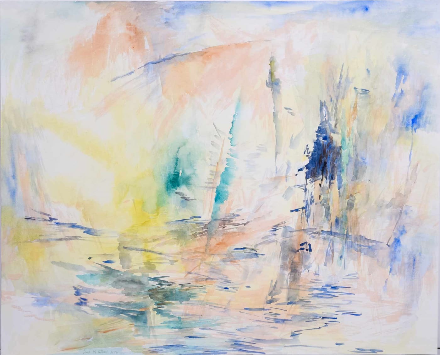 Louise Cattrell, Watercolour with Silkscreen Underlay 3, 2017