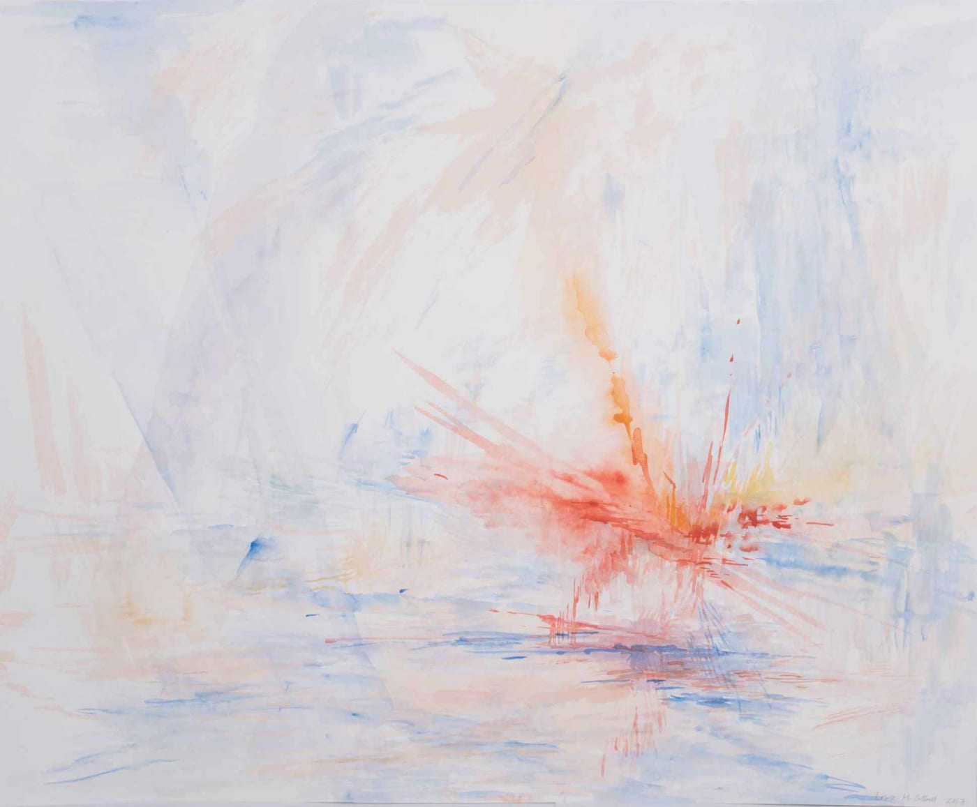 Louise Cattrell, Watercolour with Silkscreen Underlay 7, 2017