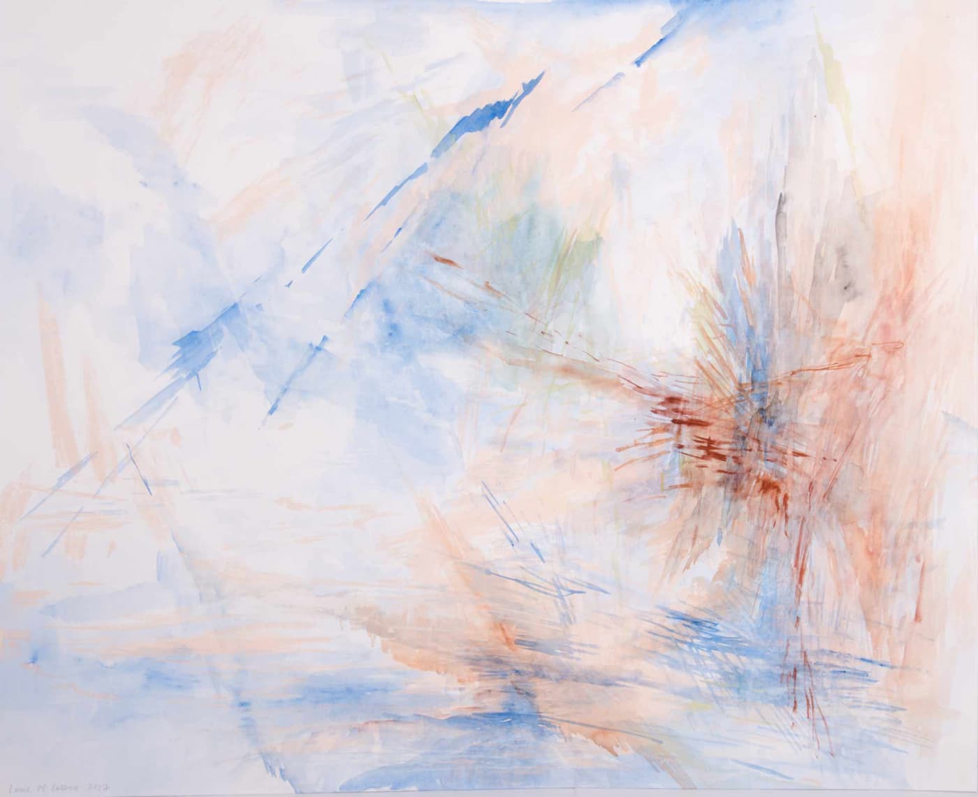 Louise Cattrell, Watercolour with Silkscreen Underlay 1, 2017