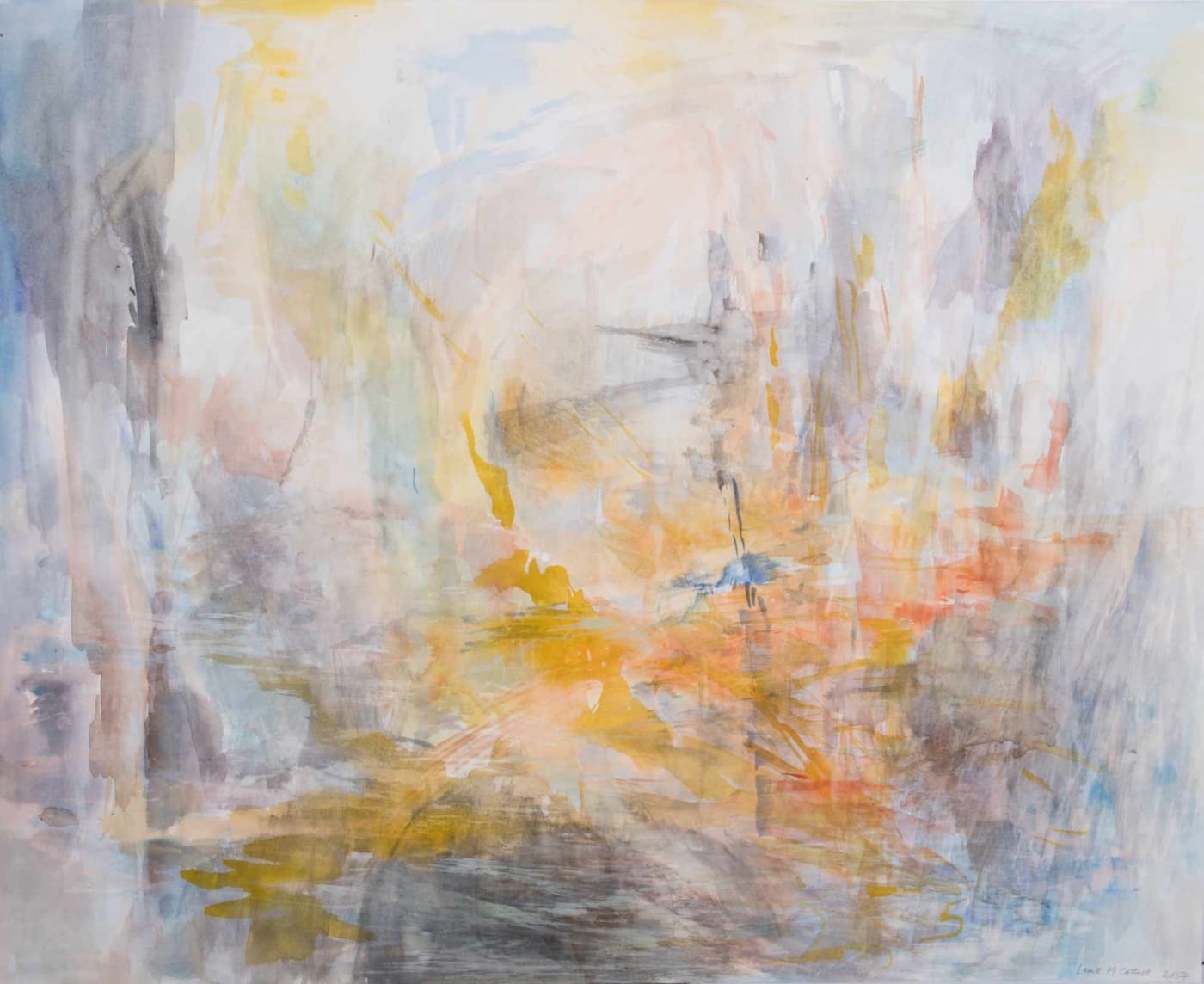 Louise Cattrell, Watercolour with Silkscreen Underlay 6, 2017