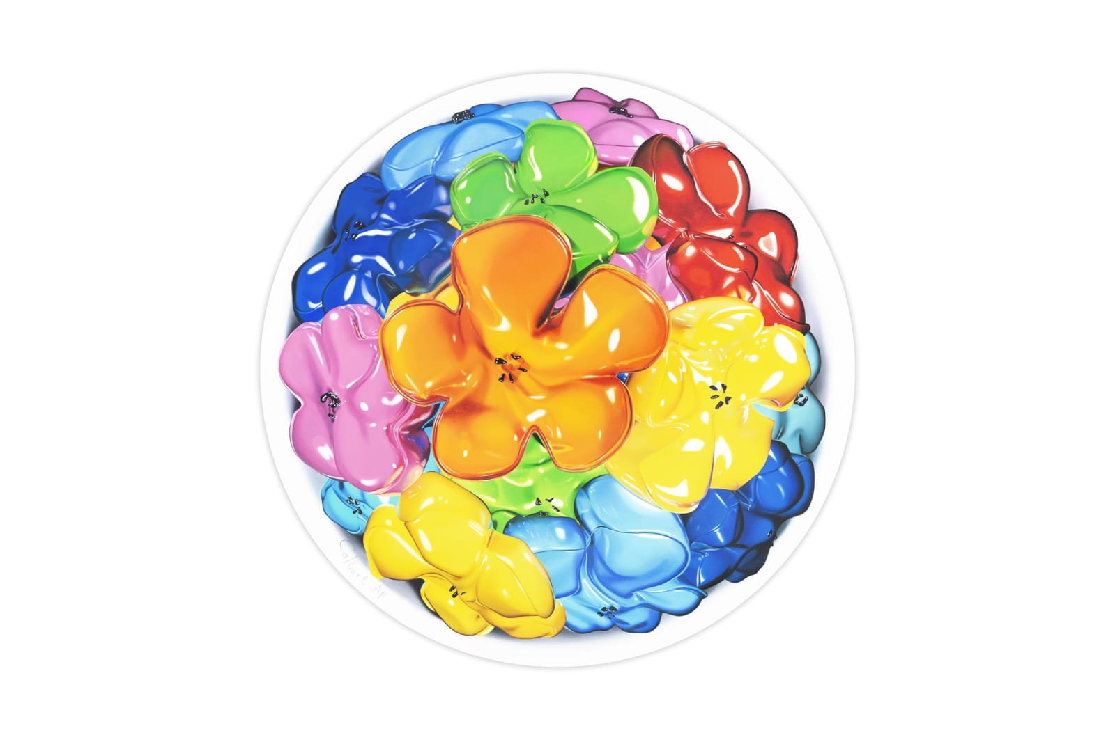 Philip Colbert, Flowers (Round), Orange, 2024