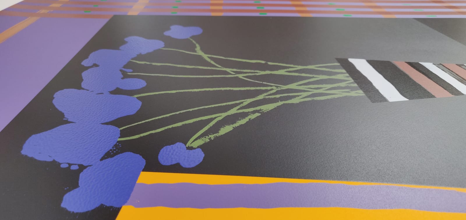 Bruce Mclean, Blue Anemones in Striped Vase, 2022