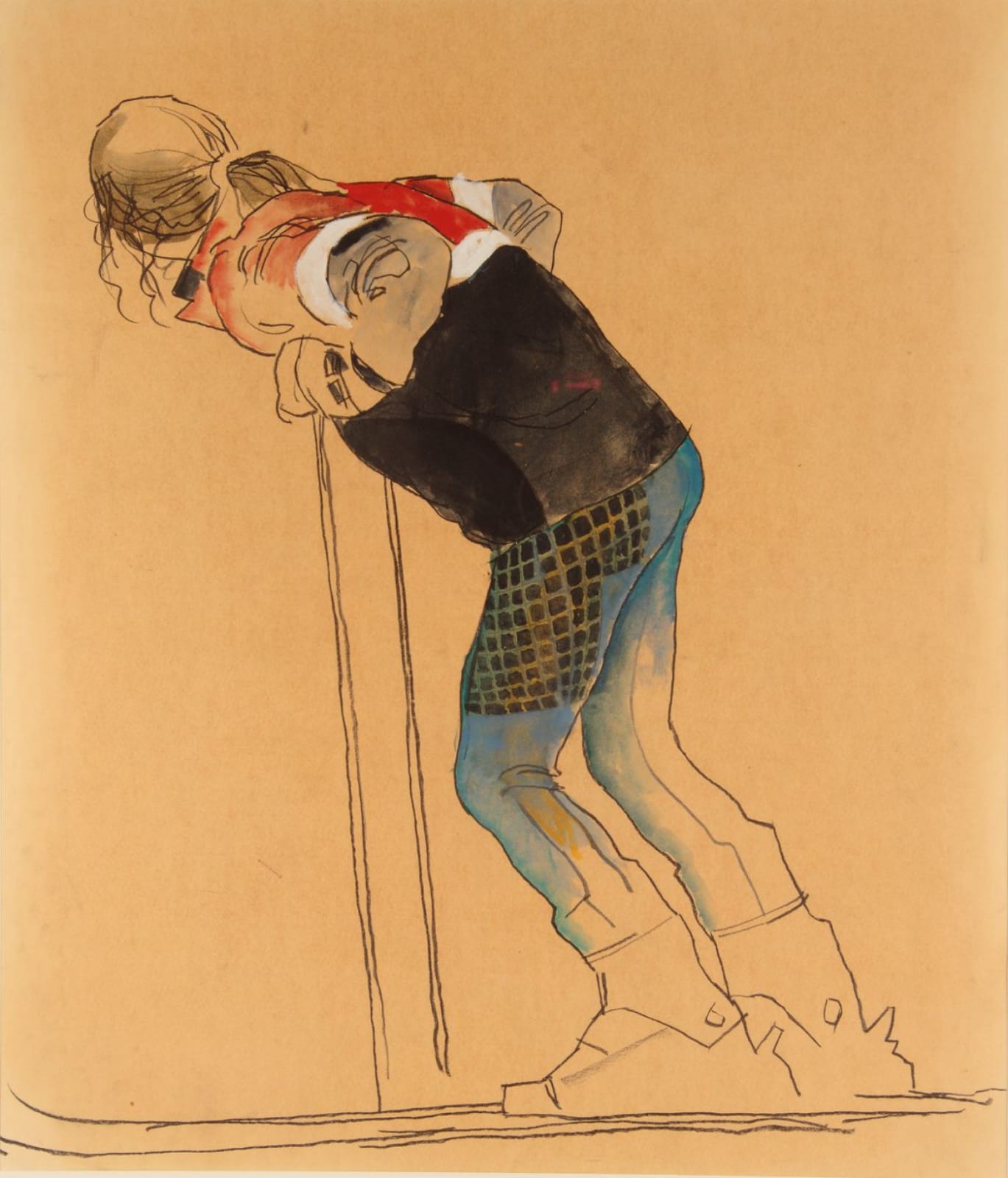 Donald Hamilton Fraser, Skier Resting on Poles