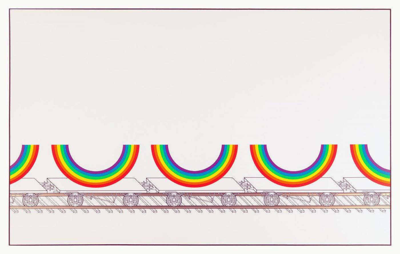 Patrick Hughes, Rainbows on a Train, 1980