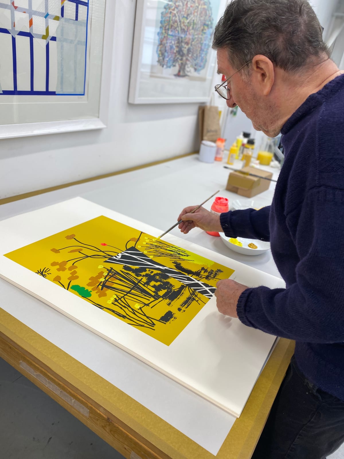 Bruce Mclean, A Vase of Arranged Flowers in a Wild Garden - Yellow , 2024