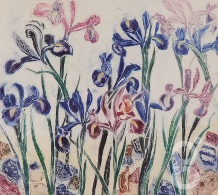 Jenny Devereux, Irises and Ceramic Pieces