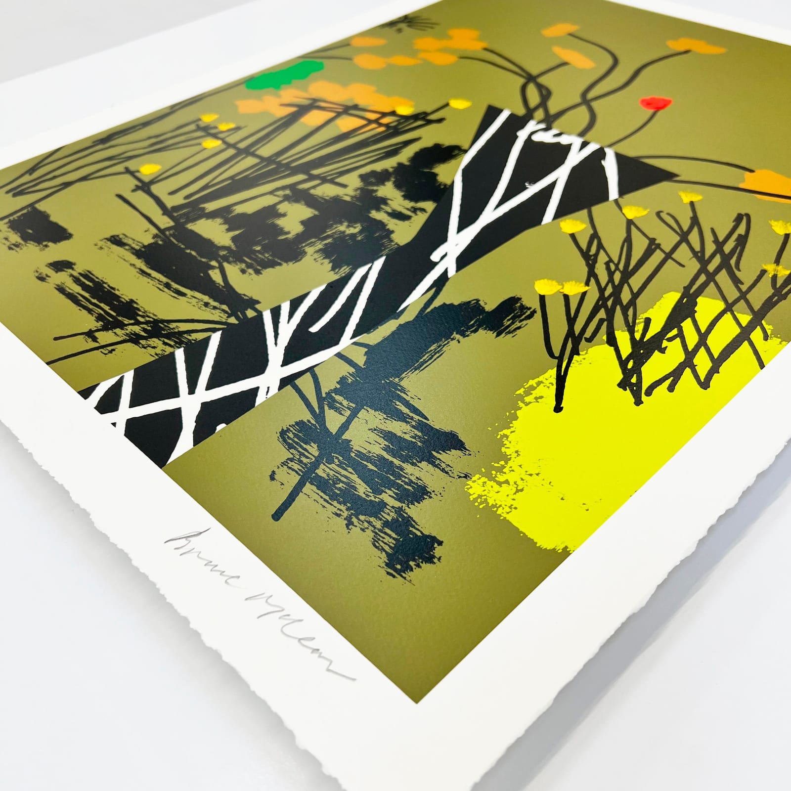 Bruce Mclean, A Vase of Arranged Flowers in a Wild Garden - Olive, 2024